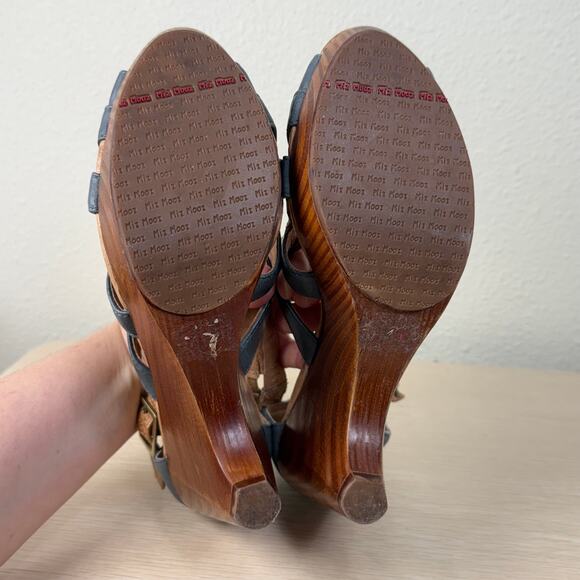 Miz Mooz Petra Wooden Heel Sandals Mod Retro Pinup Fairy Grunge Whimsy Twee 7.5 - Picture 7 of 11